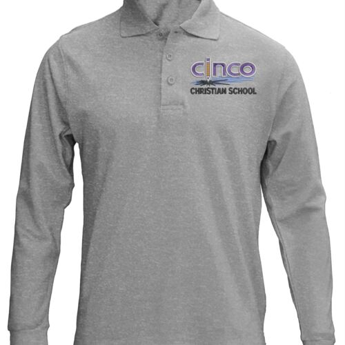 Embroidered Cinco Adult Long Sleeve Polo Thumbnail