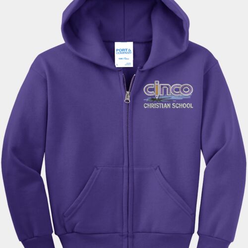 Embroidered Cinco Youth Full Zip Hooded Sweatshirt Thumbnail